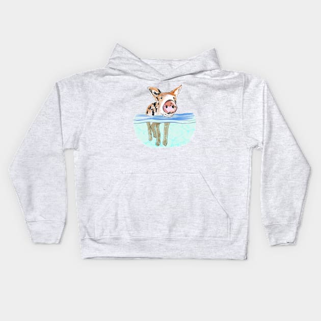 Bahamas Floating Swimming Piglet Kids Hoodie by drknice